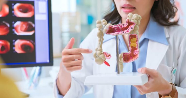 Physician uses model to provide consultation after colonoscopy