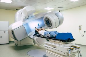 Person receiving radiation in hospital setting
