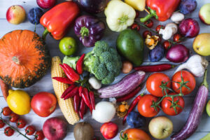 Array of fruits and vegetables