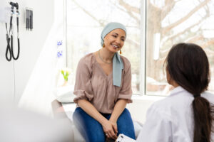 Oncologist and patient discuss treatment plan