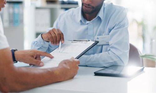 Doctor and patient discussing PSA test results